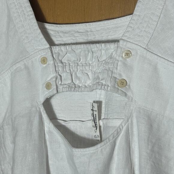 MADEWELL Square Neck Mini Dress Back Cutout White 100% Linen Women Size 14 NEW - Picture 6 of 9